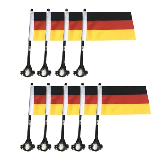 Deutschlandfahne Mit Stab 21 X 14 Cm Deutschland Flagge Auto Autofahne Fahne Fanartikel Auto Deko Für Autofahnen (9 Stück)