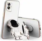 Miagon Kreativ Astronaut Ständer Hülle für Oppo A79 5G,Cute Mädchen Dünn Galvanisierte Schutzhülle Weiches Case Bumper mit Astronaut Halter Kickständer