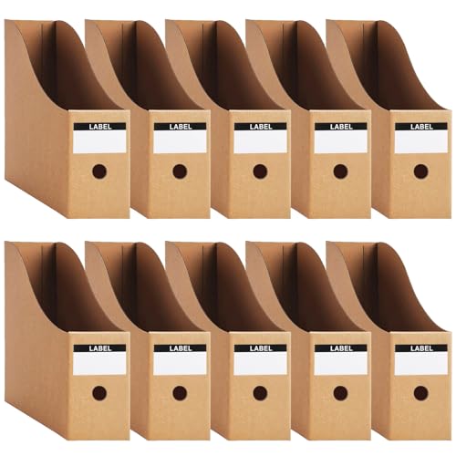 Shodiffy Zeitschriftenhalter Kraftpapier 10 Stück Zeitschriftensammle Aktenhalter A4 Schreibtisch Stehsammler Pappe Schreibtisch Organizer für Datei Ordner Schreibwaren Bürobedarf
