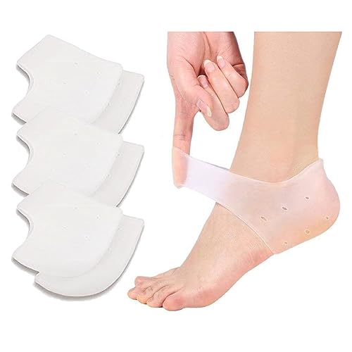 VivoFoot 2 Paar Fersenschutz aus Gel, Einlagen bei Plantarfasziitis, Kissen aus reinem Silikon, lindert Schmerzen in der Ferse und an rissigen Fersen