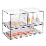 Vtopmart Boxen Aufbewahrung mit 3 Schubladen, Clear Schminktisch organizer, Anti-Rutsch Organizer Schublade Benutzt für Badezimmer, Schminktisch, Schreibtisch