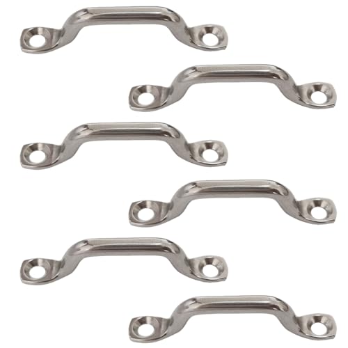 AEIOPRS 6 Stück Augplatte Edelstahl Marine Hardware Augplatten Kit Zur Befestigung Befestigungshaken Riemenkrampen