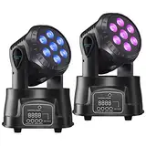 BETOPPER Moving Head Bühnenlicht LED 7x8W DMX RGBW Professioneller Mini Moving Head Spot Beam 4 in1 Strobe Beleuchtung Effekt für DJ Disco Halloween Club Hochzeit Home Party (LM70S, 2S)