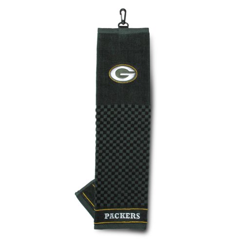 TEAM GOLF NFL Green Bay Packers Besticktes Golf-Handtuch, Besticktes Golf-Handtuch, Kariertes Scrubber-Design, gesticktes Logo