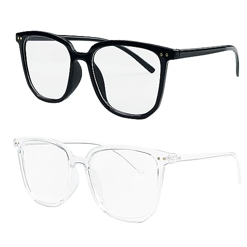 Mesybveo 2er-Pack Blaulichtfilter Brille, Computerbrille, Blue Light Blocking Glasses, Lesebrillen mit Große Linsenbreite, Gaming Ohne Stärke Brille Blaulichtfilter für Damen und Herren