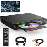 HDMI DVD Player | Unterstützt 1080P, USB, CD | Regionenfreier DVD Spieler für Fernseher | Mit HDMI-Kabel, RCA-Kabel und Fernsteuerung