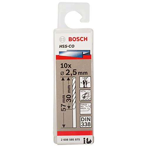 Bosch Accessories Professional Metallbohrer HSS-Cobalt (10 Stück, Ø 2,5 mm)