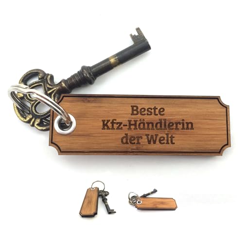 Mr. & Mrs. Panda Schlüsselanhänger Kfz-Händlerin - Geschenk, Berufsausbildung, Gravur, Glücksbringer, Schlüsselanhänger Holz, Schenken, Berufsschule,