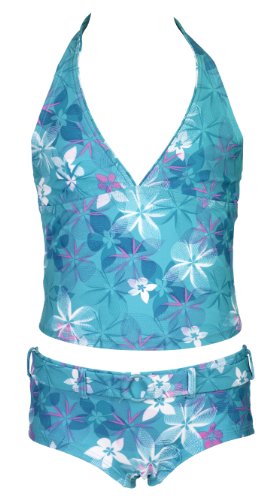 Olibia Mar - moderner Mdchen Tankini mit Panty-Short, trkis -- Oeko-Tex Standard 100, trkis bunt, 140