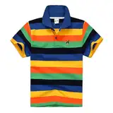 Kinder Jungen Polo-Shirt gestreift Kurzarm-Poloshirts für Jungen Sommer Welpen-Strickerei Basic Polo Shirt mit Knopfleiste&Polokragen Moden Atmungsaktiv Shirts Oberteile Active-Poloshirts 3-14 Jahre