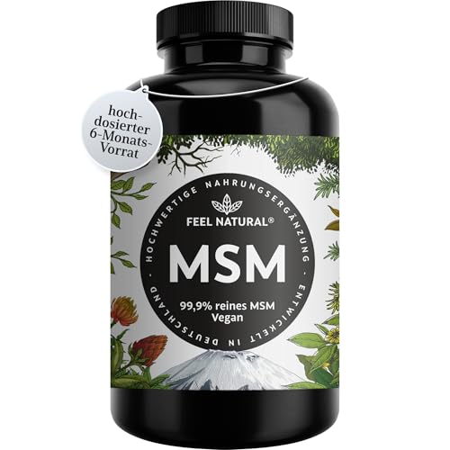MSM Tabletten - 2000mg MSM (Methylsulfonylmethan) je Tagesdosis - 365 Tabletten (6 Monate) - Mit natürlichem Vitamin C aus Acerola - Hochdosiert, vegan, laborgeprüft, ohne unerwünschte Zusätze