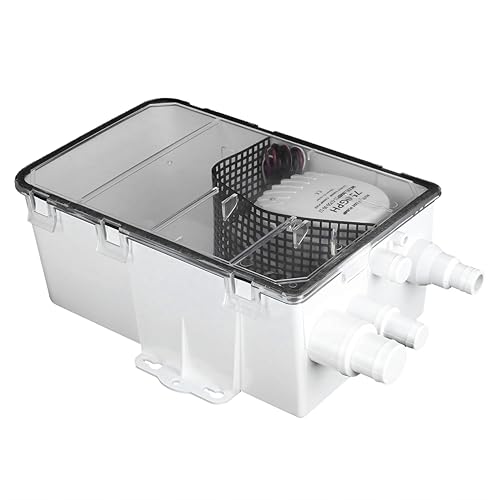 Kelepu Duschwanne, ABS Marine Duschpumpe, effizienter automatischer Betrieb, geeignet für Abflussbox mit mehreren Anschlüssen für Boots-Wohnmobile mit einer Kapazität von 750 GPH