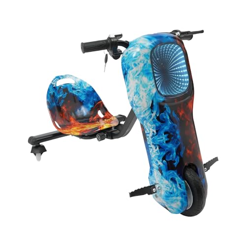 250W Kinder Drift Scooter Elektro 360° Drift Cart 3 Geschwindigkeitsstufen 20 Km/H Gokart Elektrisch 6 LED Lichtfarben Drift Trike Tragfähigkeit 100 Kg Crazy Cart Einstellbare Länge Für Ab 5 Jahren