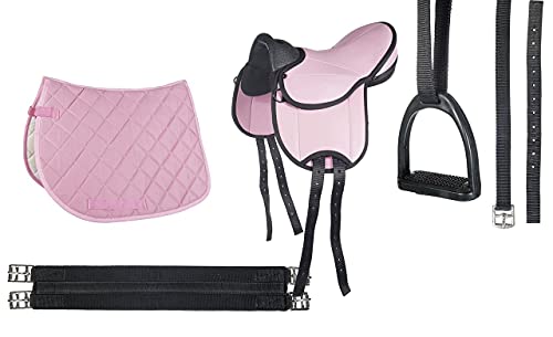 HKM SPORTS EQUIPMENT 9346 Shettysattel-Set Beginner, Shetty Sattel inkl Schabracke Steigbügel Pink, St