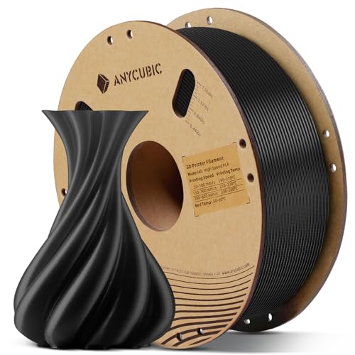 ANYCUBIC PLA Filament 1.75mm High Speed, Bis zu 600 mm/s Hohe Geschwindigkeit 3D Drucker Filament, RFID für Intelligentes Drucken 1KG Schwarz