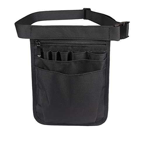 Gtwinsone Krankenschwester Gürteltasche Damen Bauchtasche mit Mehreren Fächern Hüfttasche mit Verstellbarem Gürtel Krankenschwestertasche Nurse Utility Arbeit Organizer (18 x 25 cm, Schwarz)