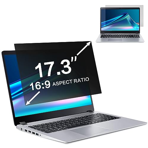 ZOEGAA Blickschutzfilter 17.3 Zoll Laptop 16:9 Seitenverhältnis, Anti Blaulicht Blendschutz Blickschutzfolie und Abnehmbarer Sichtschutzfolie Sichtschutz für Hp/Dell/Acer/Lenovo/ThinkPad/Asus