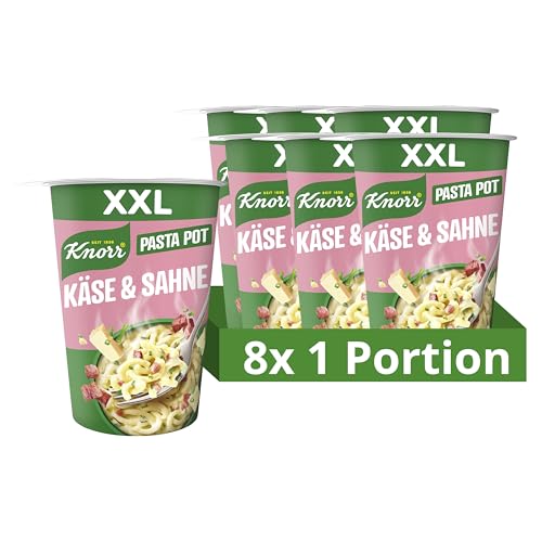 Knorr Big Pot Pasta Snack Käse & Sahne leckere Instant Nudeln fertig in nur 5 Minuten 8 x 92 g