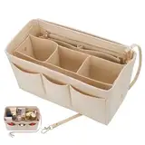 Hejo Handtaschen Organizer, Filz Taschenorganizer, Bag in Bag Organizer, 30 × 17 × 16 cm Taschen Organizer Shopper, Multi-Pocket Handtasche Innentasche für Damen Mädchen (Beige, L)