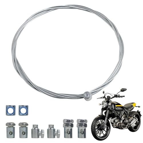 Kupplungskabel Kupplungsseil Ø1.5mm Universal 1.3 Meter mit Kabelklemme Kupplungszug, für Motorräder, Mopeds, Crossbikes – Robustes Kupplungsseil aus verzinktem Stahl (1 Kupplungskabel)