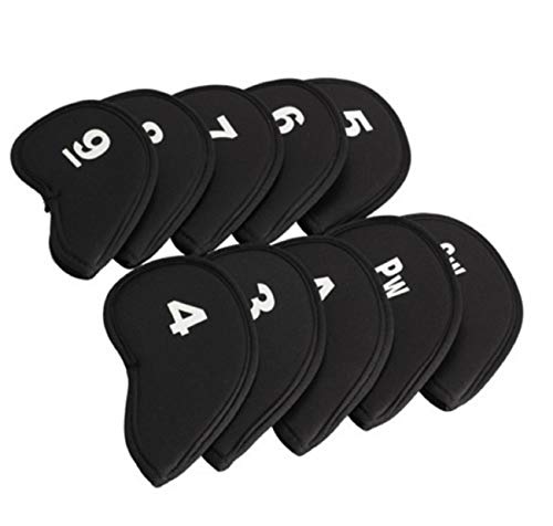 LL-Golf ® Golf 10 Schlägerhauben Set für SW - Eisen 9 / Schlägerabdeckung/Golfschläger Headcover/Haube/Eisenhauben