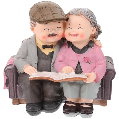 WINOMO Älteres Paar Figur Opa Oma Kuchen Topper Großeltern Torte Topper Tortenfigur Kuchendeckel Statue Skulptur Desktop Ornament für Valentinstag Jubiläum Party Dekoration