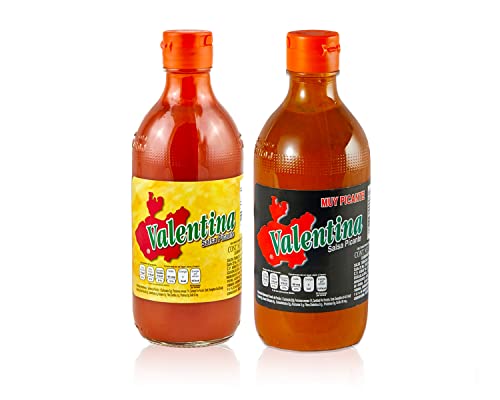 Valentina extra scharfe Soße - Mexican Hot - Spicy Sauce - Salsa Picante (2er Set – 1x Gelb, 1x Schwarz à 370ml) - glutenfrei, fettfrei und ohne Zucker - Perfekt für Gegrilltes, Tacos & mehr