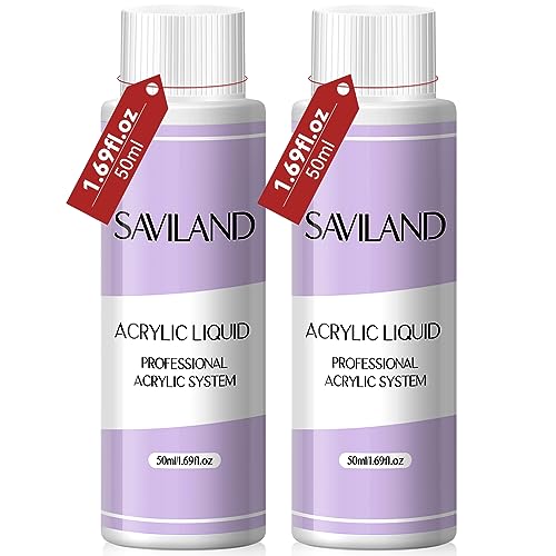 Saviland Monomer Acryl Liquid für Nagelset –2PCS X 1.69Oz MMA-Frei Acryl Liquid für Nägel,Mittelschnell Trocknend Professionelles Acryl Liquid Nagelset für Acrylpulver,Verwendung mit Nail Builder Gel