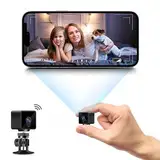 Mini Kamera, 2K HD Mini Überwachungskamera Live Übertragung Handy APP Kamera Überwachung Innen WLAN Videoüberwachung Mit Akku Kleine WiFi Babyphone Sicherheitskamera Bewegungsmelder Nachtsicht