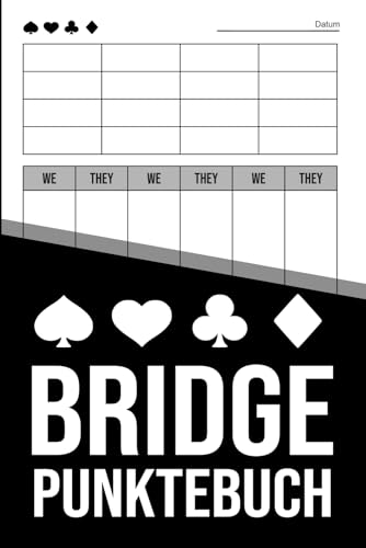 Bridge Punktebuch: 106 Partien im klassischen Layout, zurückhaltendes Design in Dunkelgrau