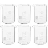 ULTECHNOVO 6 Stück Laborbecher Abgestufter Becherglas Chemie Messbecher Glas Laborbecher 50ml Laborgläser Glasbecher Set für Labor Experiment Kochen Backen Laborbedarf