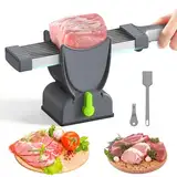 Fresh Meat Slicer mit fach Dickeneinstellung,Edelstahl Fleischschneidemaschine für Frisches Rohes Fleisch,Fisch,Gemüse,Mit 2 Klingen, Saugfuß & Bürste