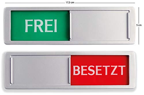 FREI - BESETZT Schild XL - Mit Schieber - Frei Besetzt Schiebeschilder - Klebeschild - 17,5 x 5 x 0,7 cm - Montage: 3M Klebefläche - Schilder mit Schiebefunktion.