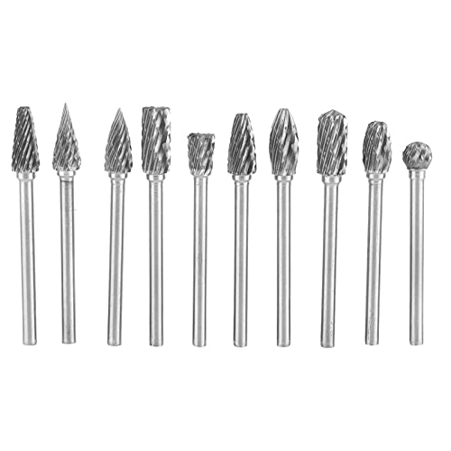 Spacnana 10 Pcs Wolfram -Stahldrehdatei -Frässchneider, Doppelrille -Gravurkopf 3mm für die Schimmelpilzherstellung, Mechanische Schäfer