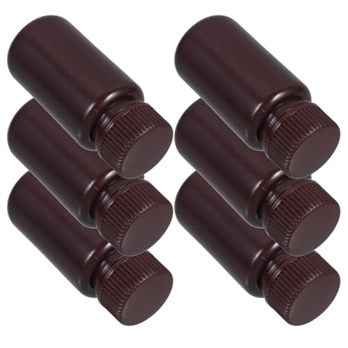 JECOMPRIS 6 Stück Kunststoff-Laborchemikalien-Reagenzflasche 60 Ml Braune Weithals-Probenaufbewahrungsbehälter-Verschlussflaschen Auslaufsichere Labor-Reagenzflasche