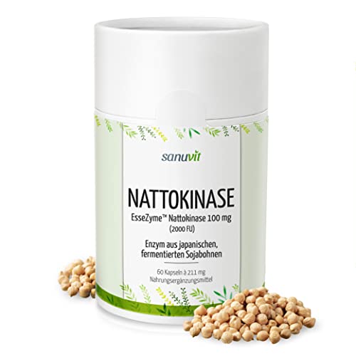 Sanuvit® - Nattokinase Frische Charge aus Kühllager | 60 Kapseln à 100 mg pro Kapsel (20.000 FU/g) | Natto aus GMO-freien Soja | Made in Austria