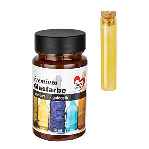 Ideen mit Herz Premium Glasfarbe | transparent | wasserfest | 90 ml (goldgelb)