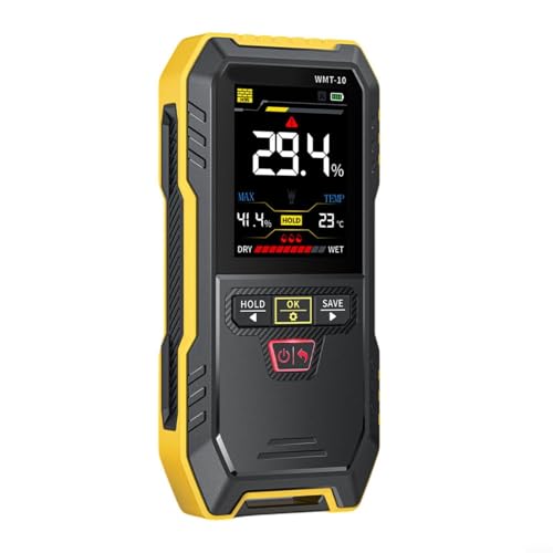 URPIZY WMT-10 Induktives Holzfeuchtemessgerät Hygrometer Berührungsloser Feuchtigkeitstester Für Bauindustrie Und Holzverarbeitung Mit Farbdisplay Und Alarmfunktion