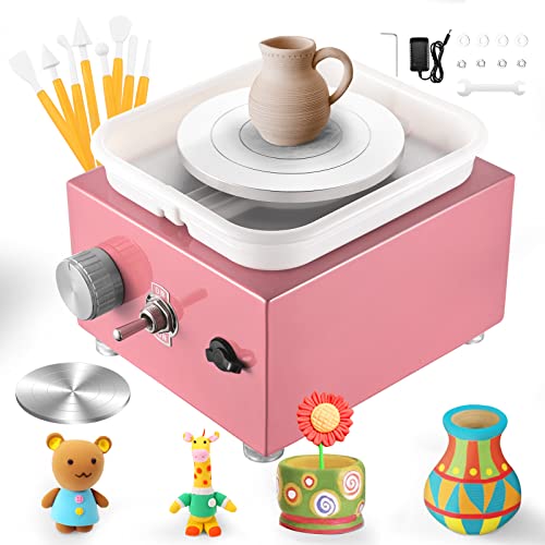 Mini Töpferscheibe, 2000RPM Elektrische Töpferscheibe Keramik mit Abnehmbarem ABS-Becken und 6,5/10 cm Drehteller Keramik Maschine für Keramikarbeiten Keramik Clay Art Craft Geschenk Heimwerken