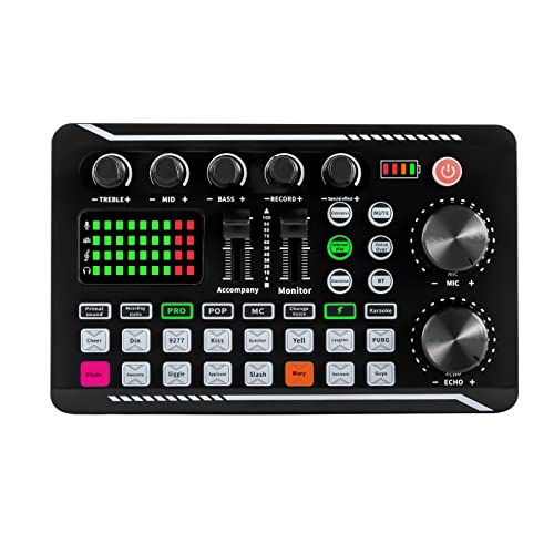 F998 Soundkarte,Professioneller Audio-Mixer, Soundboard-Konsolensystem,Typ-C OTG-Interface,Rauschunterdrückungs-Sound-Mixer,für Aufnahmestudio Gaming