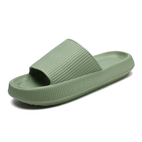 Waysoland Cozyslides Original Damen Herren,Wolkenschuhe Damen Airfoot Wolken Rutschfest Schnell Trocknend Offene Zehe Superweiche Bequeme Dicke Sohle Sommer Garten Badelatschen(Grün,38/39 EU)