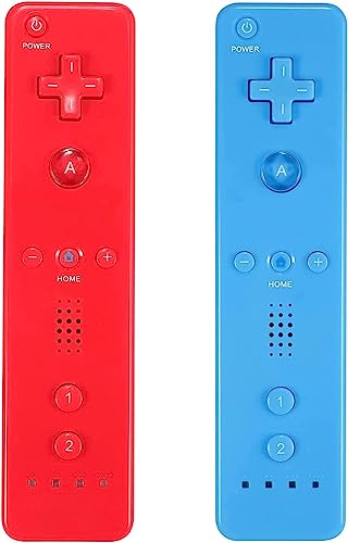 AUFGLO Wii Controller 2 Pack Wii u Remote mit Silikongehäuse und Handgelenksgurt (Rot + Hellblau)