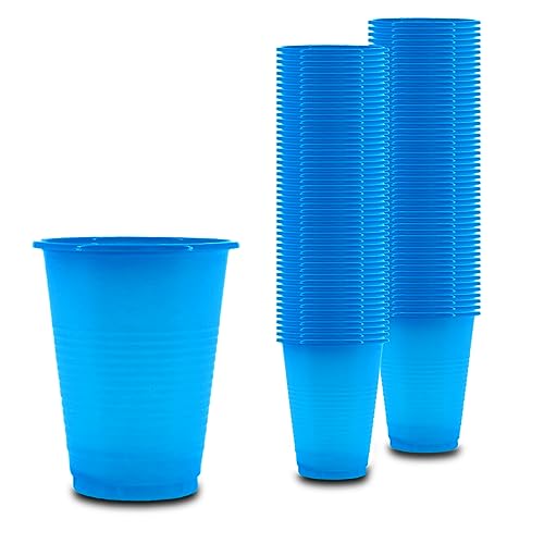 SWAVGO - Einwegbecher 180 ml - Trinkbecher, Partybecher, Plastikbecher, Bierbecher, Mundspülbecher - Becher für Partys Geburtstage Festivals Zahnärzte Tattoo Kosmetikstudio etc. (100, Blau)