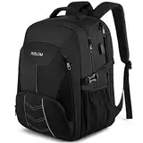 Extra Großer Rucksack Herren 55L Wasserdicht 18.4 Zoll Laptoptasche Arbeit Laptop mit USB Ladeanschluss Anti Diebstahl Business Reisen Schulrucksack für Männer Frauen Jungen Teenager Schwarz