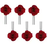 Voarge 6 Stück Rose Blume Haarnadel, Haarspangen Damen, Braut Haarschmuck Aufstecken Brosche Hochzeit, Uförmige Haar Essstäbchen, für Braut Brautjungfer