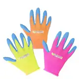 FUZZIO 3 Paar (3 Farben) Kinderhandschuhe Arbeitshandschuhe Latex Schutzhandschuhe Gartenhandschuhe Gr. 3 (4-6 J.A.)