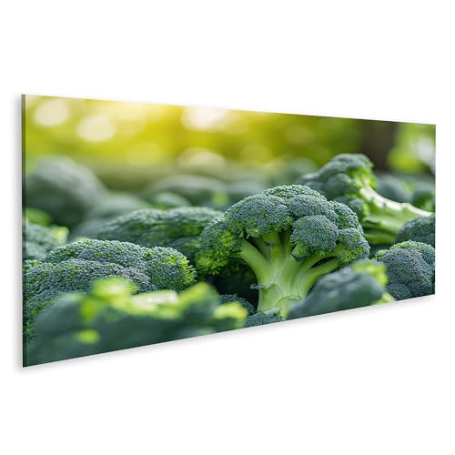 islandburner Bild auf Leinwand Lebhaftes Wandbild mit Bio-Brokkoli-Motiv, Symbol für gesunde Ernährung Küche Bio-Supermarkt Leinwandbild