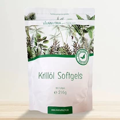 VivaNutria Krillöl-Kapseln 300 Stück I kleine Softgel-Kapseln | leicht zu schlucken I mit je 500 mg reinem Antarktis-Krillöl I beste Qualität - große 3-Monats-Packung I Krill-Öl Softgels