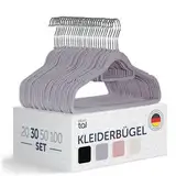 Blumtal Kleiderbügel 30 Stück - Kleiderbügel Samt 360° drehbar und belastbar - Kleiderbügel platzsparend und rutschfest - Kleiderbügel Grau mit Samtbezug - Samtbügel - Kleiderbügel Samt Grau - Bügel
