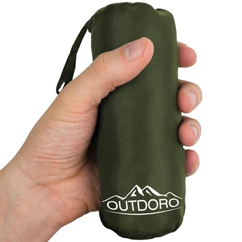 Outdoro Hüttenschlafsack, Ultra-Leichter Reise-Schlafsack, nur 230 g aus Mikrofaser, dünn & klein, Inlett, Travel-Sheet